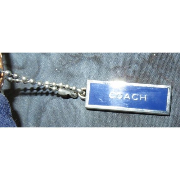 Coach Y2K Vintage Indigo Blue Denim & Tan Vachetta leather Demi Baguette Handbag - Picture 8 of 13